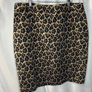 Talbots Black and Tan Leopard Pencil Skirt